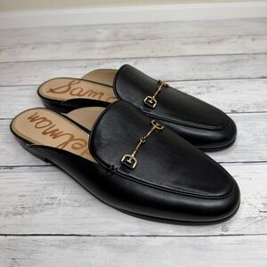 Sam Edelman Black Slip-On Loafers with Gold Accent